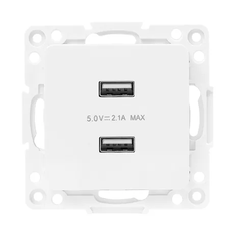 Стокгольм Механизм Розетки USB 2-местной 2,1А винтовые клеммы белый EKF PROxima
