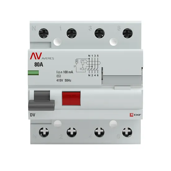 Устройство защитного отключения DV 4P 80А/100мА (AC) EKF AVERES