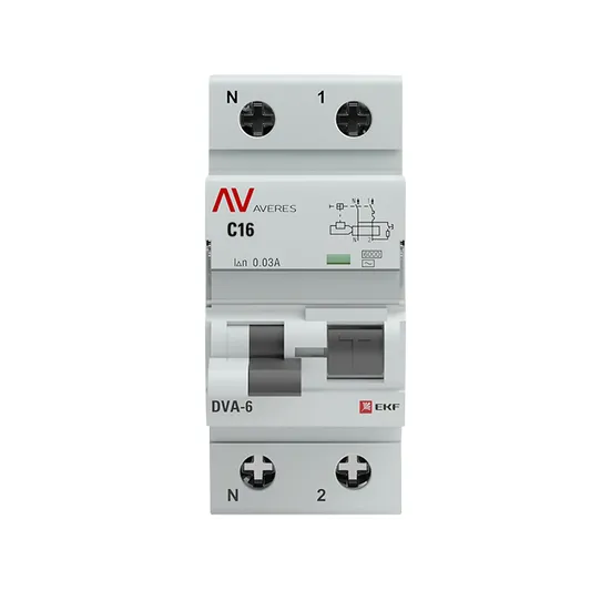 Дифференциальный автомат DVA-6 1P+N 16А (C) 30мА (AC) 6кА EKF AVERES