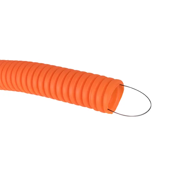 Труба гофр. ПНД тяжелая с протяжкой d25 мм (50 м) оранжевая EKF-Plast