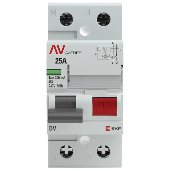 Устройство защитного отключения DV 2P 25А/300мА (AC) EKF AVERES
