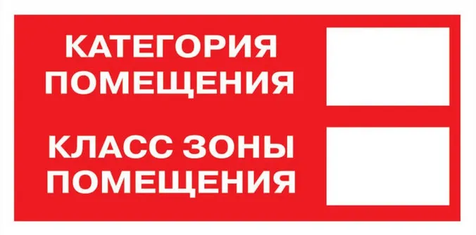 Знак наклейка F26 "Категория помещения. Класс зоны помещения" (100x200 ...