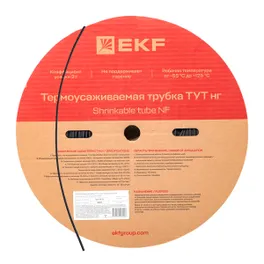 Термоусаживаемая трубка ТУТ нг 4/2 черная рулон EKF PROxima