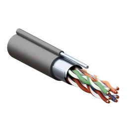 Кабель витая пара TERACOM PRO Cat.5E F/UTP 4 пары solid 24AWG с тросом сталь 1,2 мм оболочка LDPE цвет черный (катушка 305м)