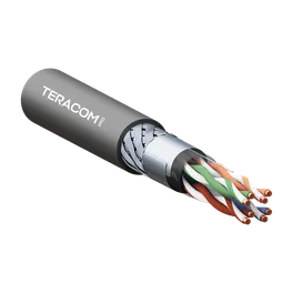 Кабель витая пара TERACOM PRO Cat.5E SF/UTP для промышленного Ethernet проводник 4 пары 19x0,1мм 26AWG оболочка полиуретан -40°C – +80°C цвет черный (упак. 500м)