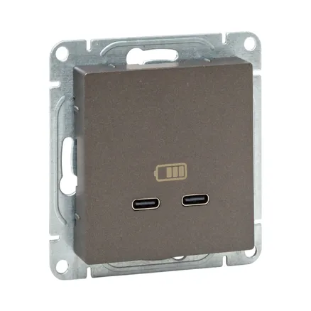 Механизм роз., USB-C - 2шт, мокко., Эпика EKF (UP1-SOM-2USBC)