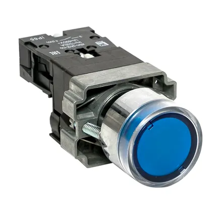 Кнопка BA61 с подсветкой 230В синяя NO IP65 EKF (xb2-bw61-230-65)
