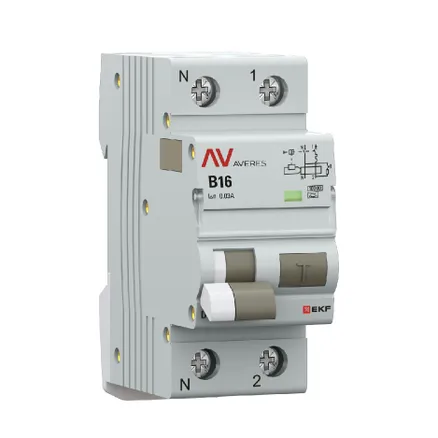 АВДТ DVA-10 1P+N 16А х-ка B 30мА тип A эл-мех. 10кА AVERES EKF (rcbo10-1pn-16B-30-a-av)