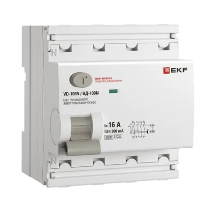 ВДТ ВД-100N 4P 16А 300мА A эл-мех 6кА PROXIMA EKF (E1046MA16300)
