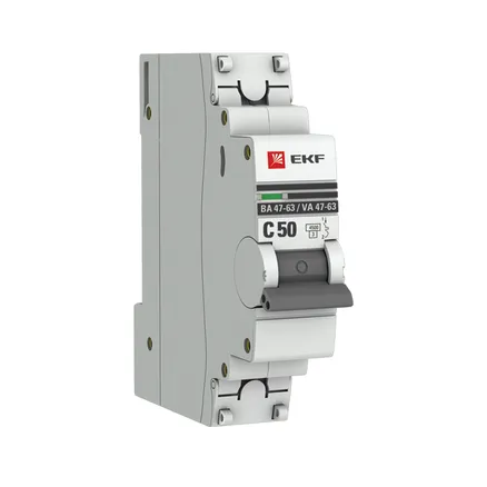 Авт. выкл. ВА 47-63 1P 50А (C) 4,5kA EKF PROXIMA (mcb4763-1-50C-pro)