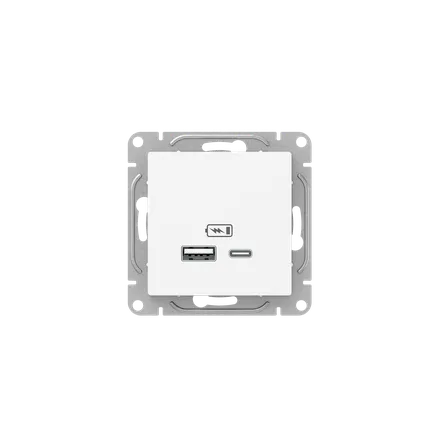 Механизм роз. USB-A+С, бел. Эпика EKF (UP1-SOW-USBA+USBC)
