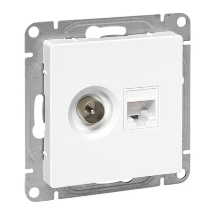 Механизм роз. TV+RJ45 (cat5), бел. Эпика EKF (UP1-SOW-TV+RJ)