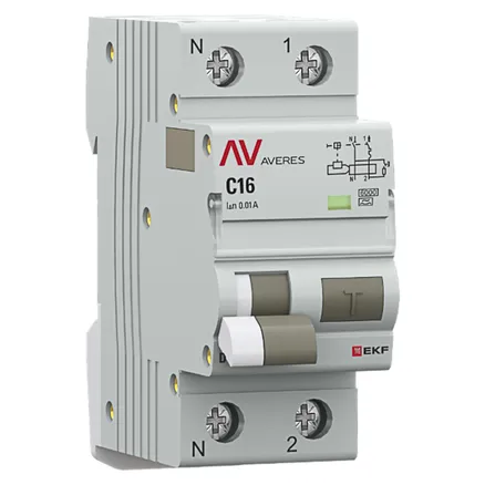 АВДТ DVA-6 1P+N 16А х-ка C 10мА тип A эл-мех. 6кА AVERES EKF (rcbo6-1pn-16C-10-a-av)