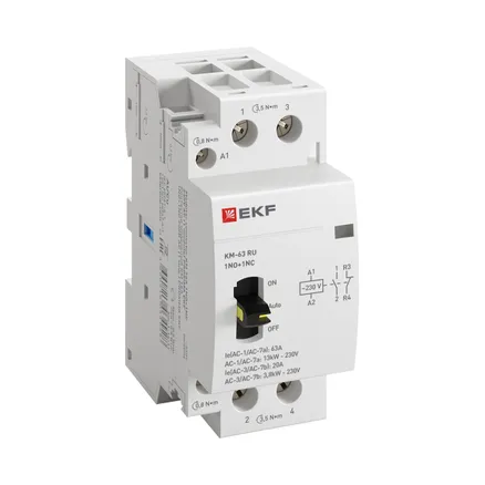 Контактор модульный КМ РУ 63А 1NO+1NC 230В АС (2 мод.) PROXIMA EKF (km-2m-63-11)