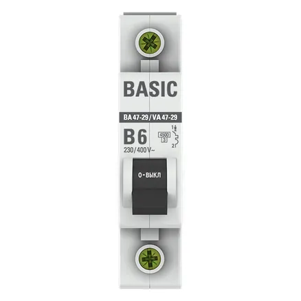 Автоматический выключатель ВА 47-29 1P 6А (B) 4,5кА BASIC