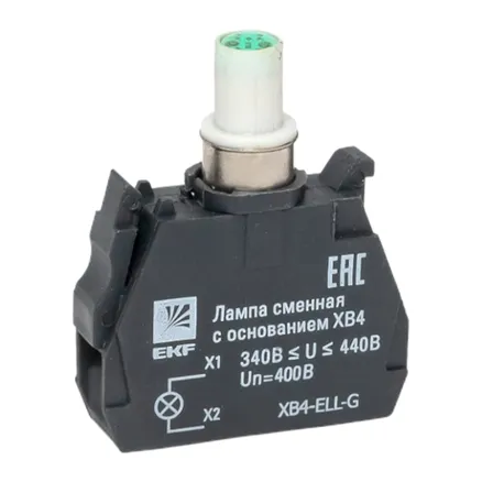 Лампа сменная c основанием XB4 зеленая 400В (XB4-ELL-G)
