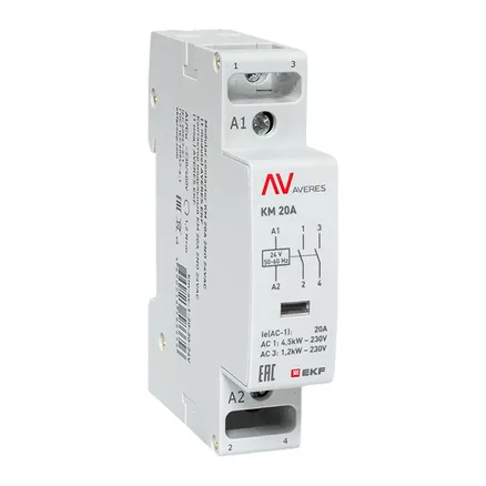 Контактор модульный КМ 20А 2NO 24В АС (1 мод.) AVERES EKF (km-av-1-20-20-24V)