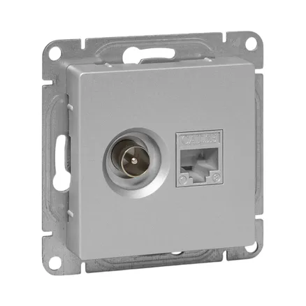 Механизм роз. TV+RJ45 (cat5), алюм. Эпика EKF (UP1-SOA-TV+RJ)