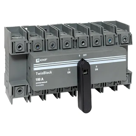 Рубильник 100A 4P реверсивный c рукояткой для прямой установки TwinBlock EKF (tb-s-100-4p-rev)