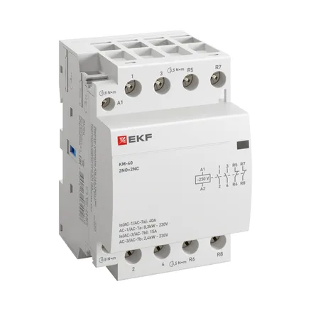 Контактор модульный КМ 40А 2NO+2NC 230В АС (3 мод.) PROXIMA EKF (km-3-40-22)