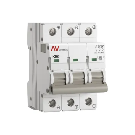 AV-10 DC 3P 50A (K) 10kA EKF AVERES (mcb10-DC-3-50K-av)