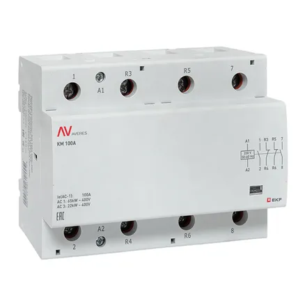 Контактор модульный КМ 100А 2NO+2NC 230В АС (6 мод.) AVERES EKF (km-av-6-100-22-230V)
