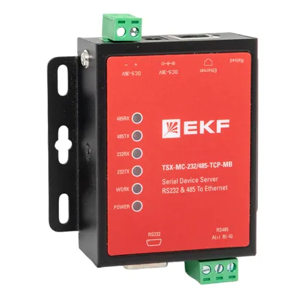 Преобразователь RS-232/485 в Ethernet, Modbus TCP/RTU/ASCII TSX EKF (TSX-MC-232/485-TCP-MB)