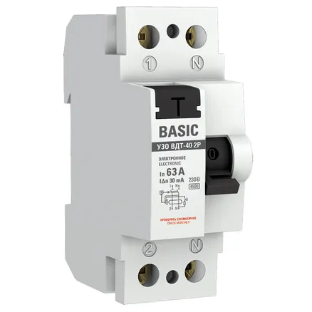 УЗО 2P 63А 30мА тип АС эл. Basic (elcb-2-63-30e-sim)