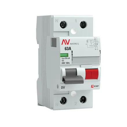DV 2P 63А/ 30мА (AC) EKF AVERES (rccb-2-63-30-ac-av)