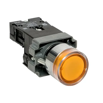 Кнопка BA51 с подсветкой 230В желтая NO IP65 EKF (xb2-bw51-230-65)