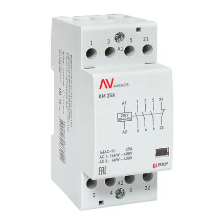 Контактор модульный КМ 25А 3NO+1NC 230В АС (2 мод.) AVERES EKF (km-av-2-25-31-230V)