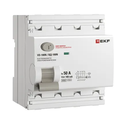 ВДТ ВД-100N 4P 50А 100мА A эл-мех 6кА PROXIMA EKF (E1046MA50100)
