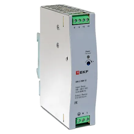 Блок питания на дин рейку 75 Вт, 220 В AC /12 В DC (DR-E-75W-12)