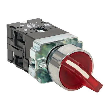 Переключатель BD33 3P c красной подсветкой 230В NO EKF (xb2-bk33-r-230)