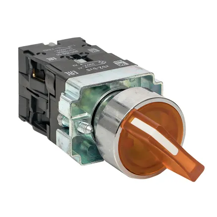Переключатель BD21 2P c желтой подсветкой 230В NO EKF (xb2-bk21-y-230)