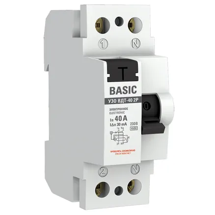 УЗО 2P 40А 30мА тип АС эл. Basic (elcb-2-40-30e-sim)