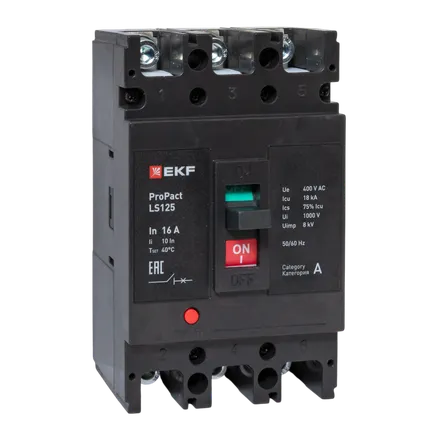 LS125 18кА 3P 16А ProPact EKF (mccb-125-18-3-16-ls)