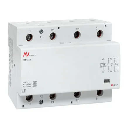 Контактор модульный КМ 125А 2NO+2NC 230В АС (6 мод.) AVERES EKF (km-av-6-125-22-230V)