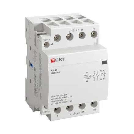 Контактор модульный КМ 20А 2NO+2NC 230В АС (3 мод.) PROXIMA EKF (km-3-20-22)