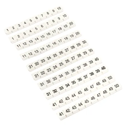 Маркеры для ST/Push-in 2,5 с нумерацией 1-50 для крепления сбоку (100 шт.) EKF (zb-st-2.5-nlpe-1-50)