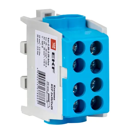 Клемма распределительная КСР с двойным винтом 2x35/2x25 cиняя EKF (ksr-2.35-2.25-blue)