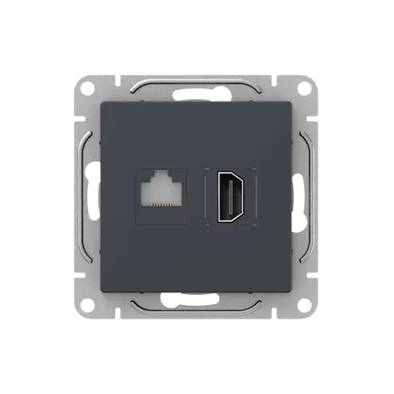 Механизм роз., HDMI+RJ45 (cat5), графит., Эпика EKF (UP1-SOG-HDMI-RJ45)