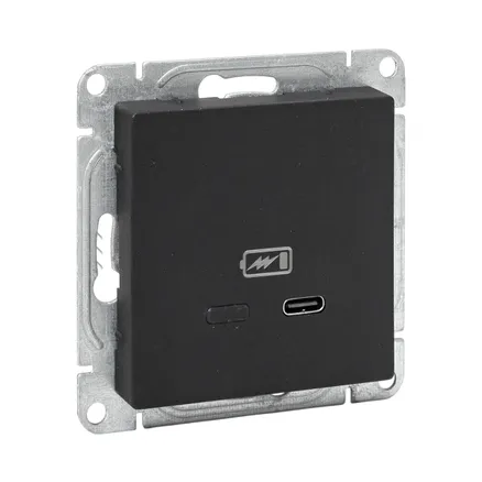 Механизм розетки USB-С, быстрая, чёрн. Эпика EKF (UP1-SOB-USBCF)