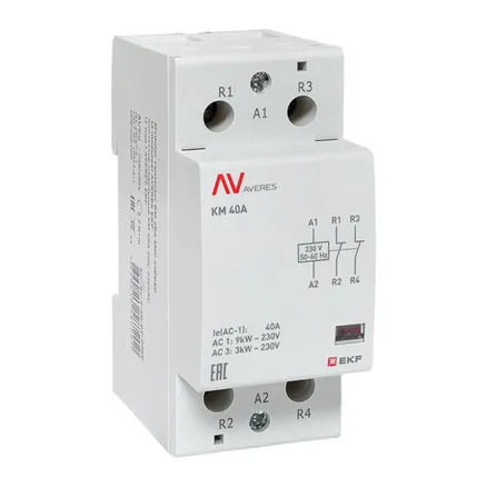 Контактор модульный КМ 40А 2NC 230В АС (2 мод.) AVERES EKF (km-av-2-40-02-230V)
