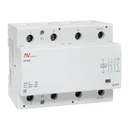 Контактор модульный КМ 80А 4NO 230В АС (6 мод.) AVERES EKF (km-av-6-80-40-230V)
