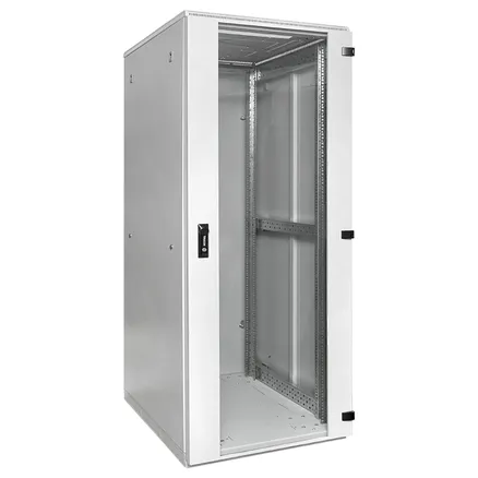Шкаф напольный 19" TERACOM PRO 18U 600x600 мм двери стеклянная с замком-ручкой и металлическая серый (TRP-NTC-1866-41G)