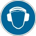 Знак наклейка M03 "Работать в защитных наушниках" (200x200) EKF (an-m-03)