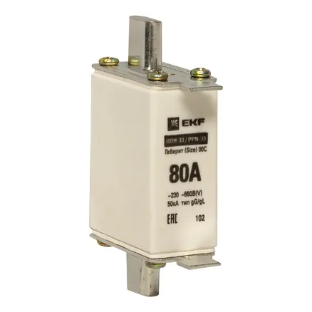 Плавкая вставка ППН-33 100/80А габарит 00С EKF (fus-33/100/80)