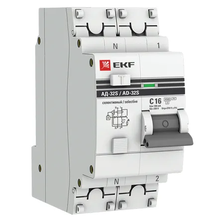 АВДТ АД-32 1P+N (S) 16А х-ка C 100мА тип АС эл. 4,5кА PROXIMA EKF (DA32-16-100S-pro)