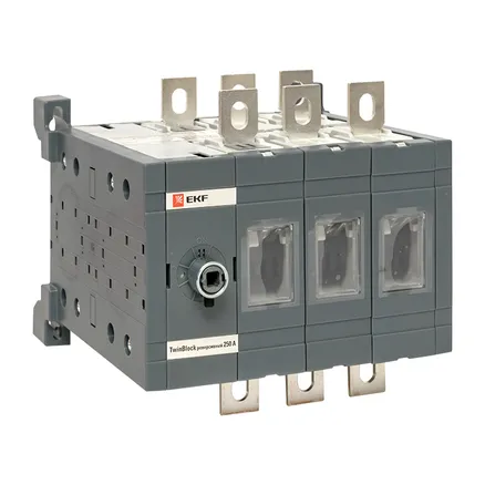 Рубильник 250A 3P реверсивный без рукоятки управления TwinBlock EKF (tb-s-250-3p-rev)